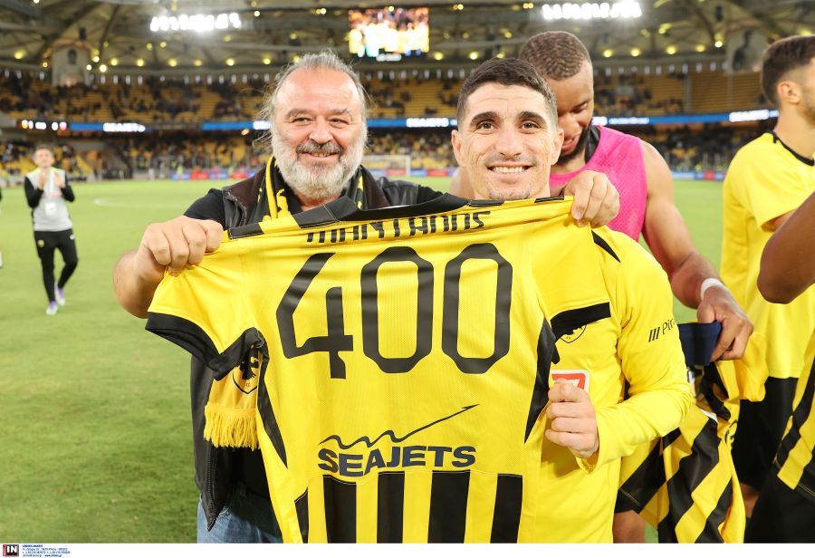 ΑΕΚ - Βόλος | Η αποθέωση στον Μάνταλο και η φανέλα με το 400 του Ηλιόπουλου
